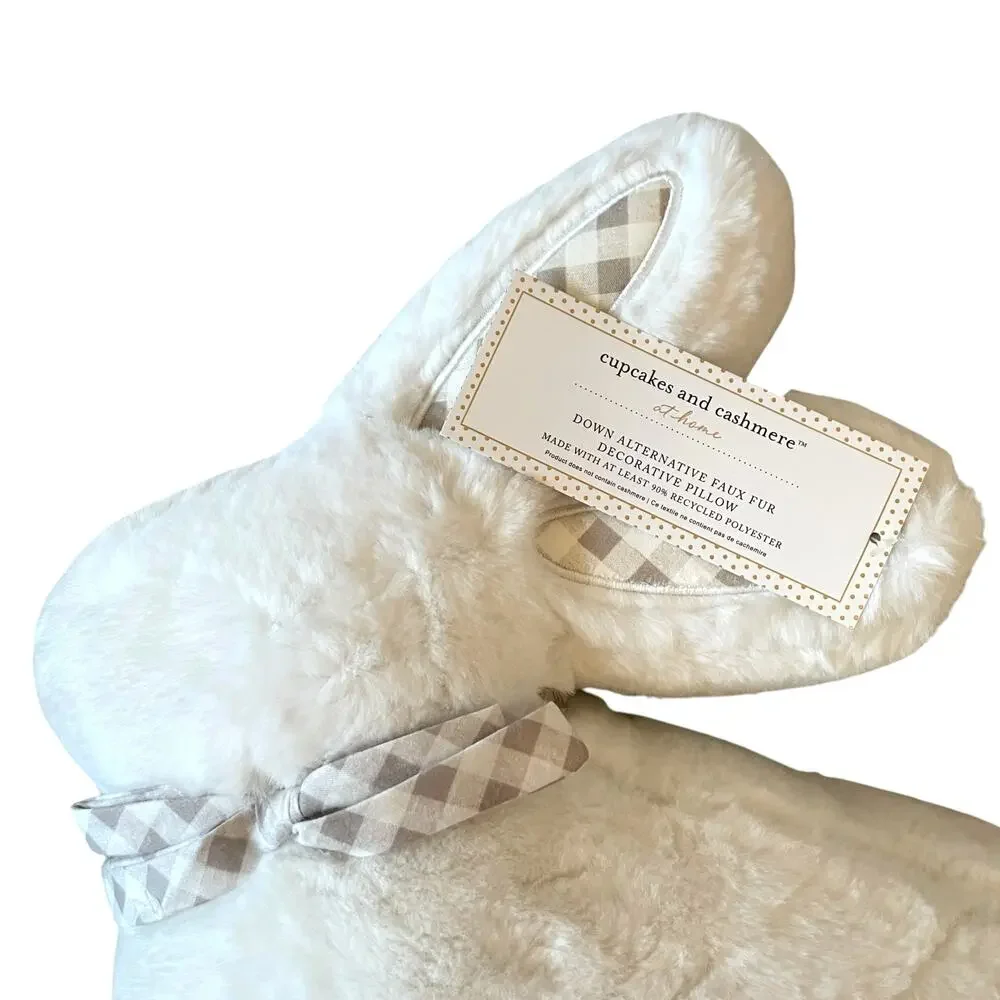 Cupcakes & Cashmere WHITE Bunny Rabbit Throw Pillow Easter Spring Farmhouse New